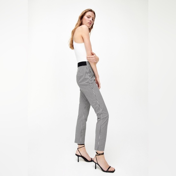 NWT Zara Jogger Waist Black/White Gingham Slim Fit Pant S - Picture 2 of 11